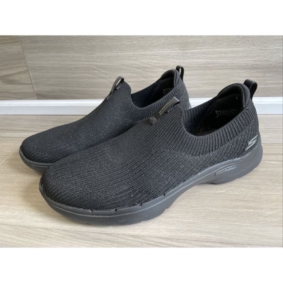 Women's Skechers Go Walk Black Sparkly hyper pillars Size 10 Slip-on’s Mint! - Picture 2 of 11